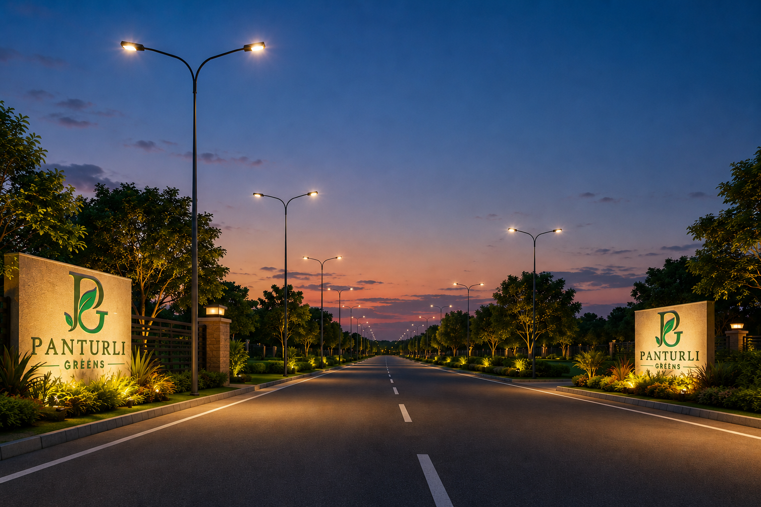Internal Streetlight Infrastructure - Modern Farmhouse Plots Nandrampur Bas